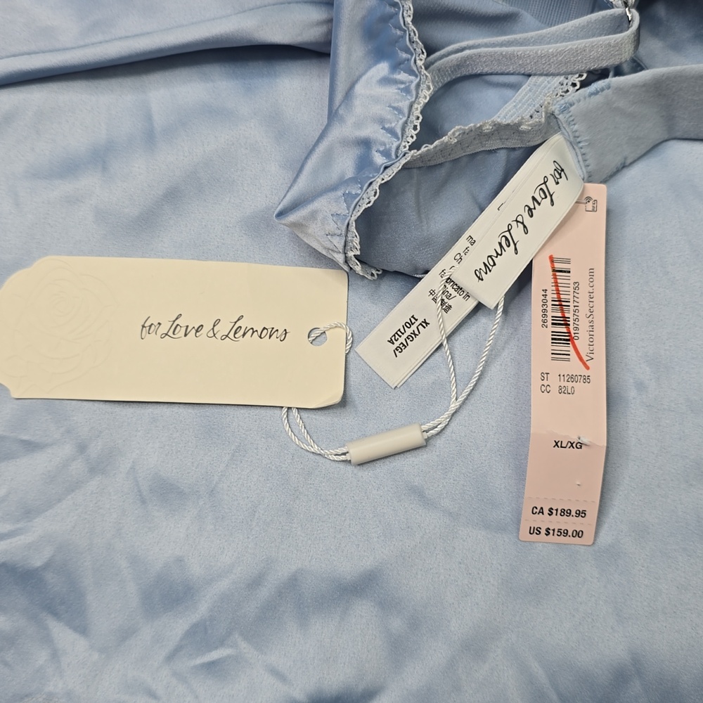 3414 For Love & Lemons Sweetheart Satin Slip Dress – Baby Blue Sz XL - Picture 5 of 7